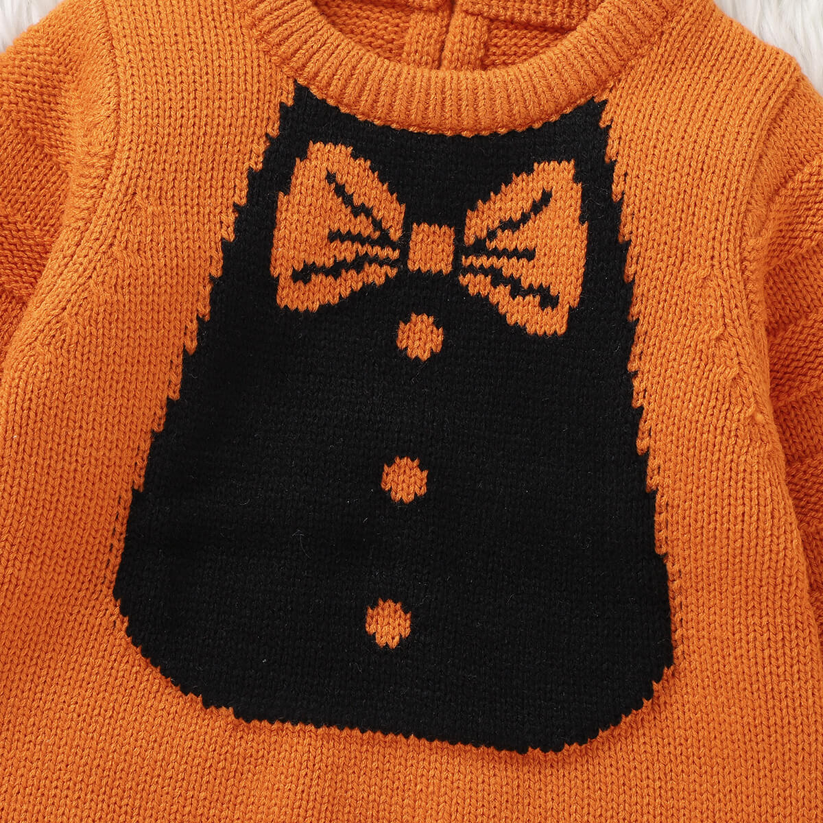 Infant and Toddler Knitted Halloween Romper