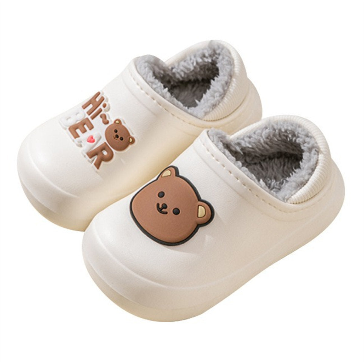 Children's boys and girls autumn and winter cute patterns indoor non-slip home waterproof plus velvet cotton slippers