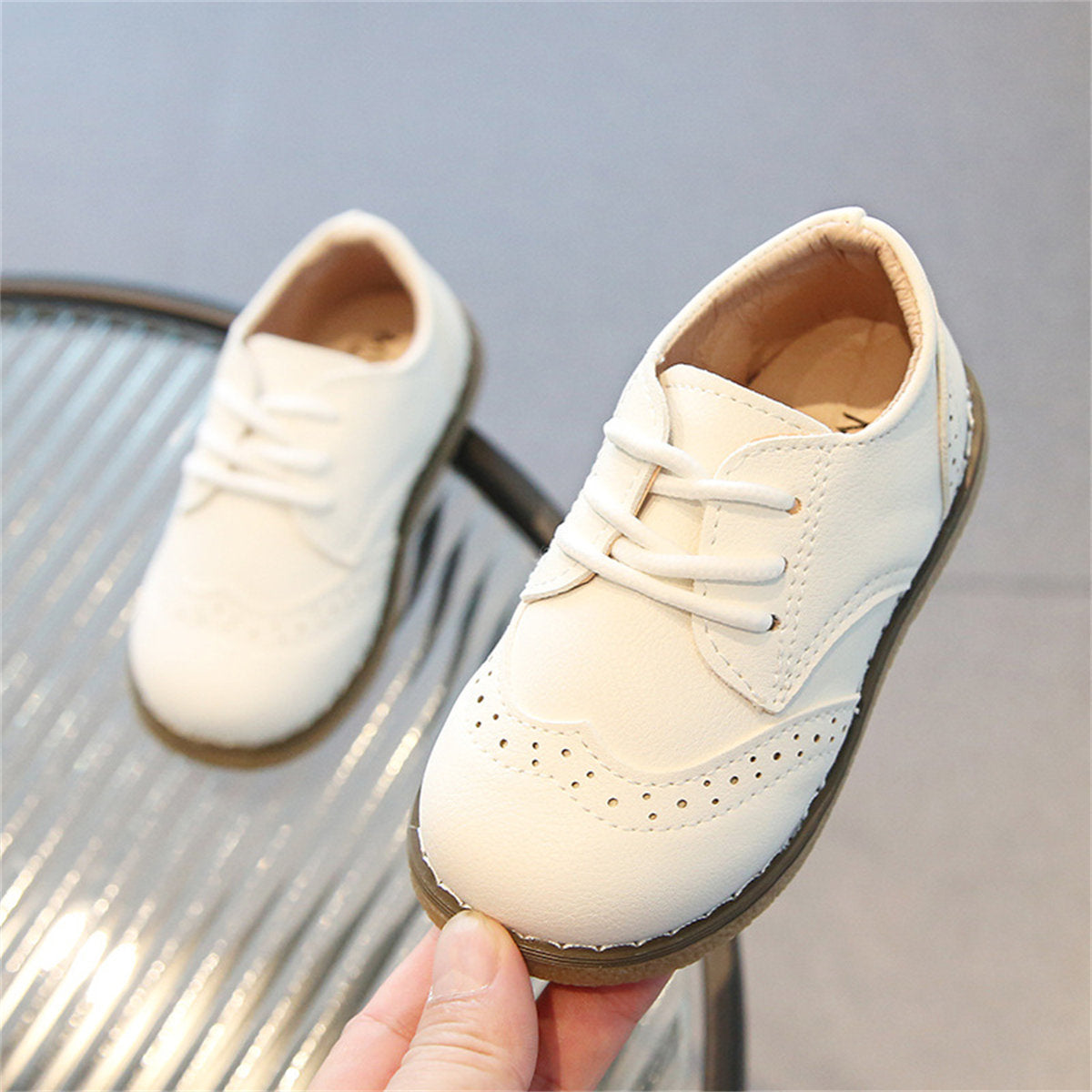 Children's and boys' spring and autumn British retro style soft-soled comfortable flat leather shoes