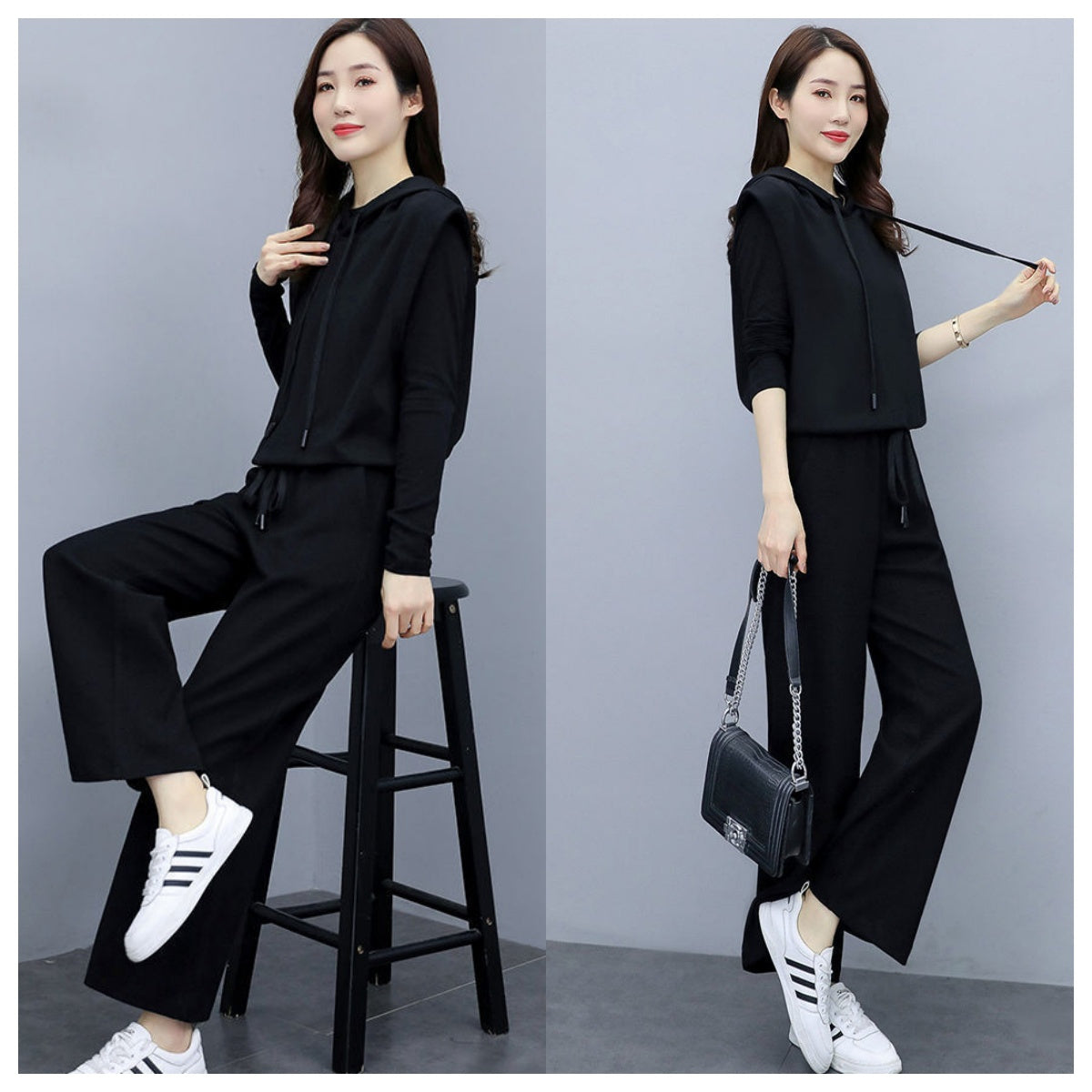 Women's slim wide-leg pants bottoming shirt casual three-piece suit