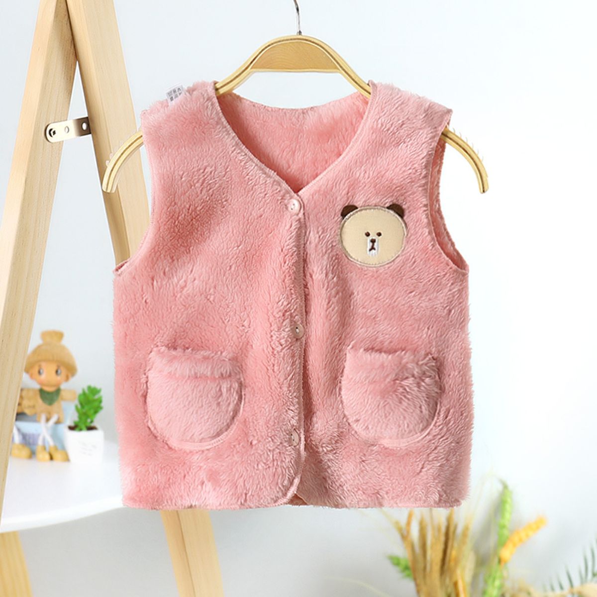 Boys and girls autumn and winter double-sided coral fleece vest