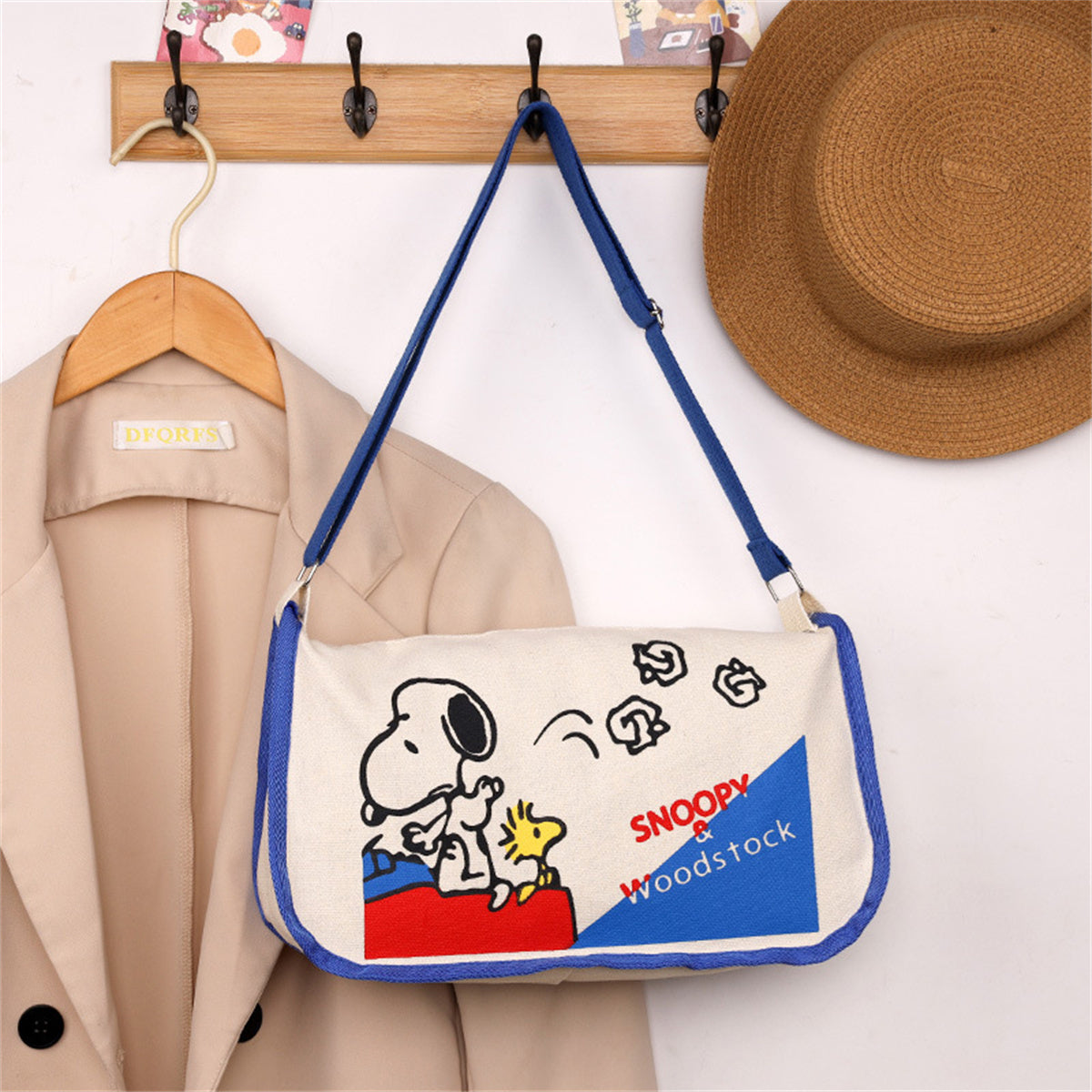 Children's canvas bag Snoopy shoulder bag casual student style printed cartoon bag