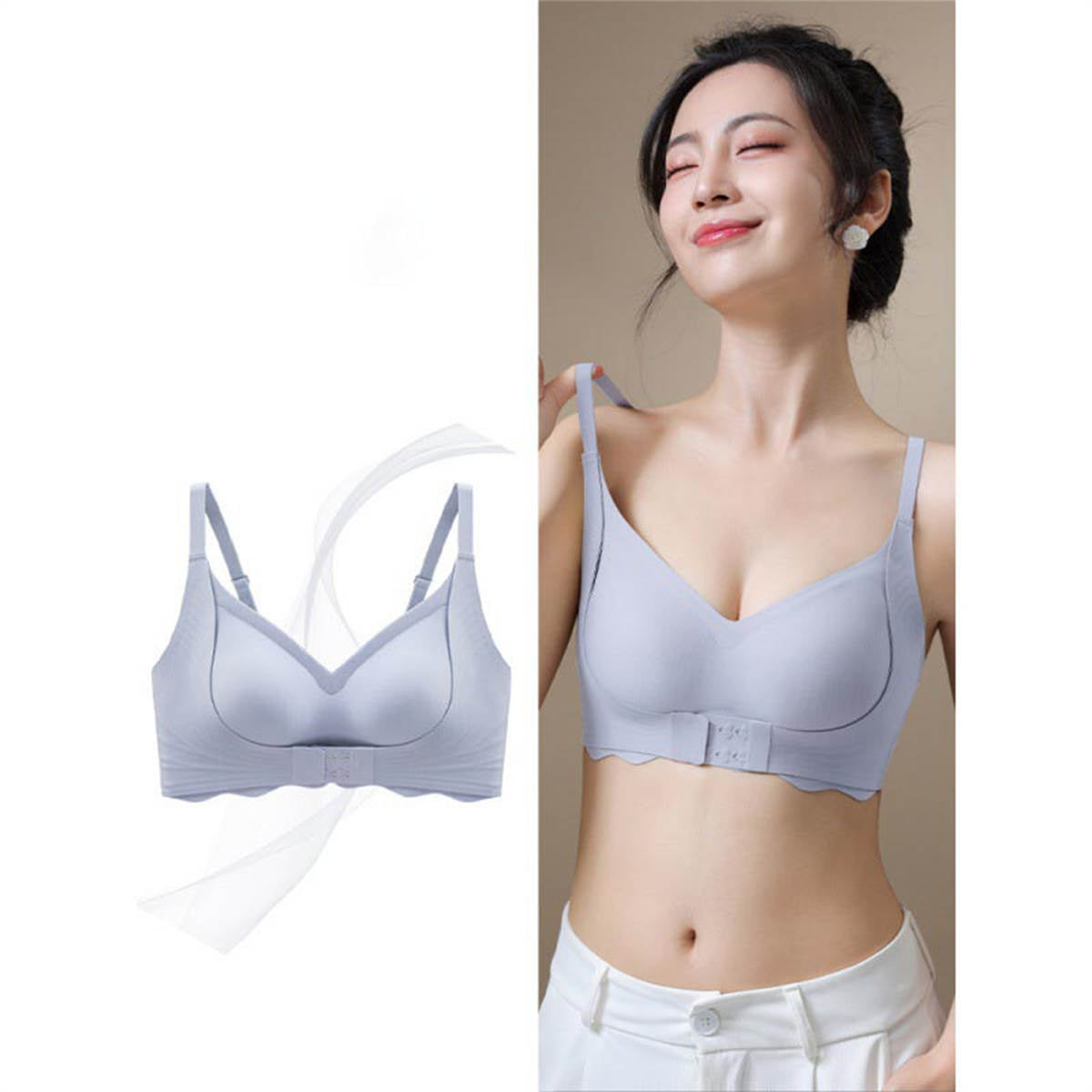 Front clasp bra for women with small chest and large breasts