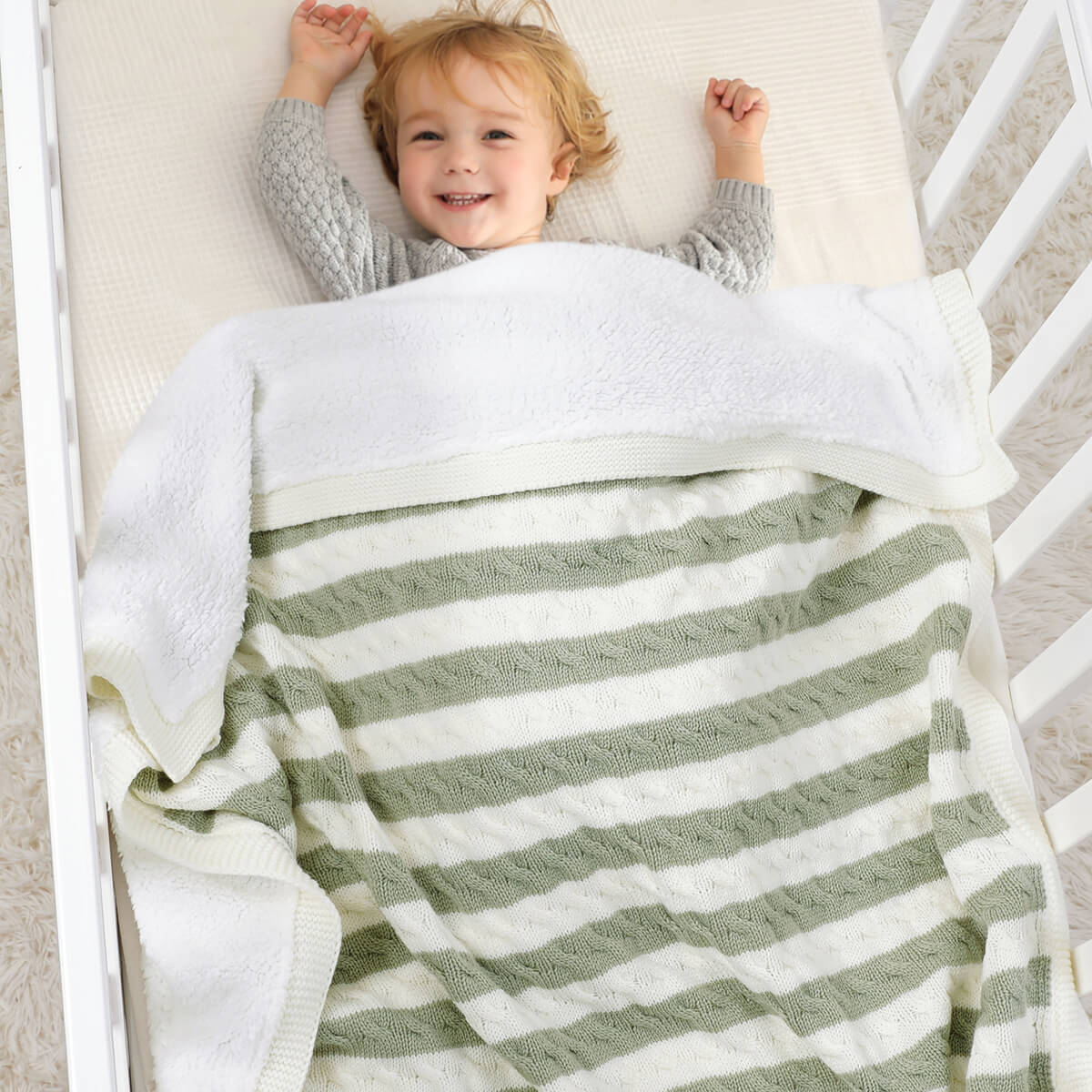 Baby striped velvet throw baby blanket