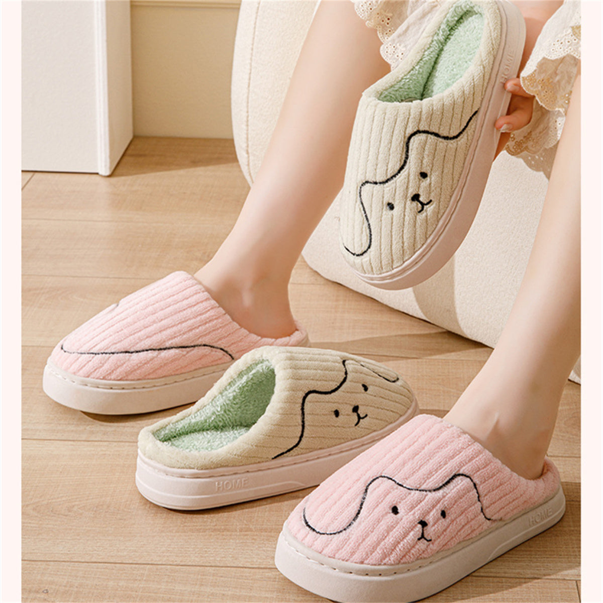 Slippers cartoon cute cotton sole autumn and winter indoor home warm and comfortable slippers