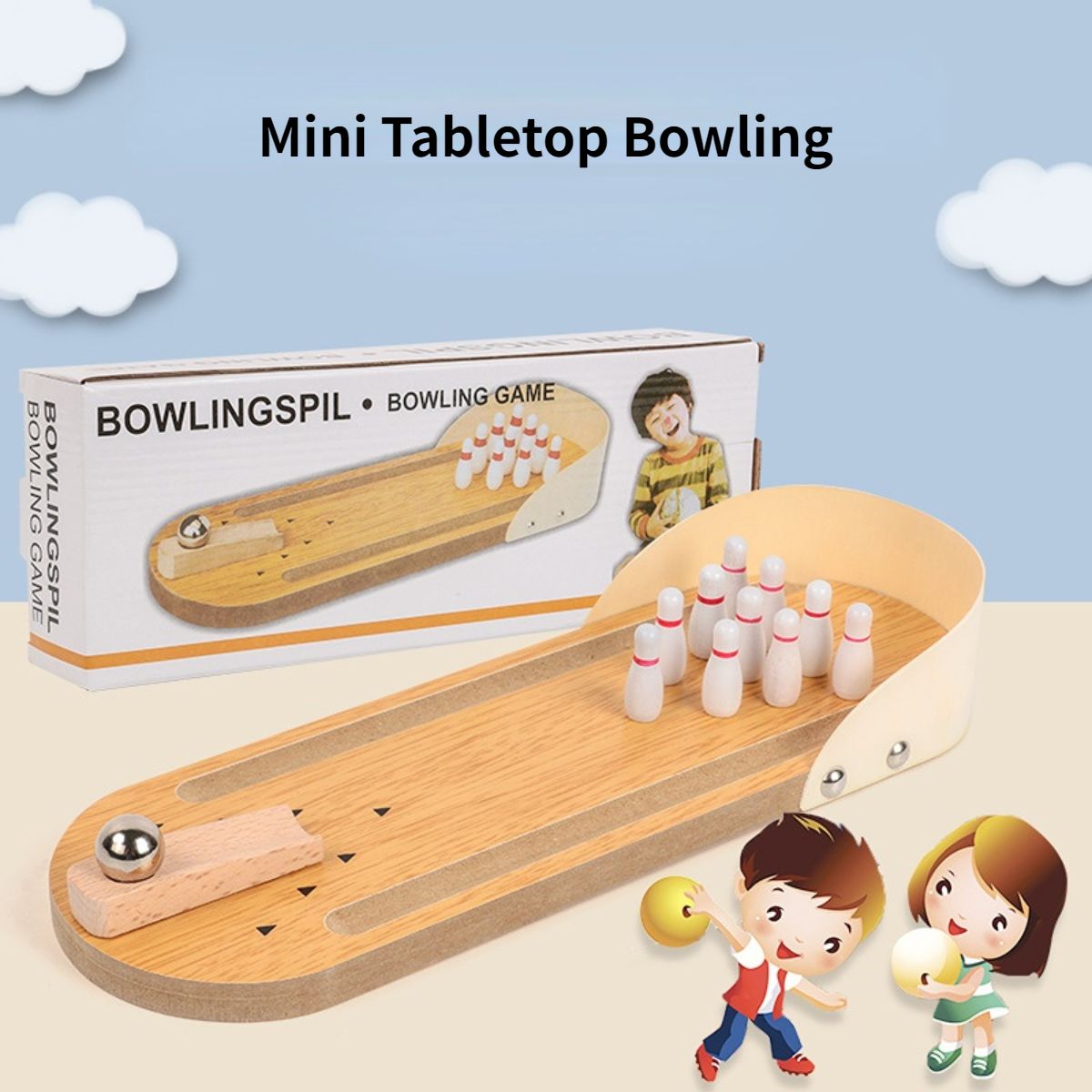 Early childhood educational toys for children, parent-child interactive mini bowling wooden toys