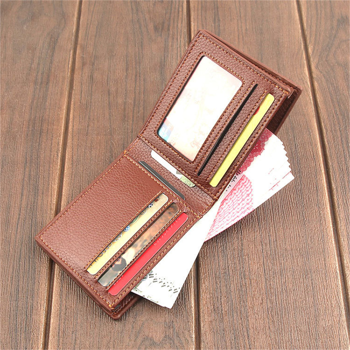 Men's Retro Fashion Zipper Short Multifunctional Card Holder Wallet