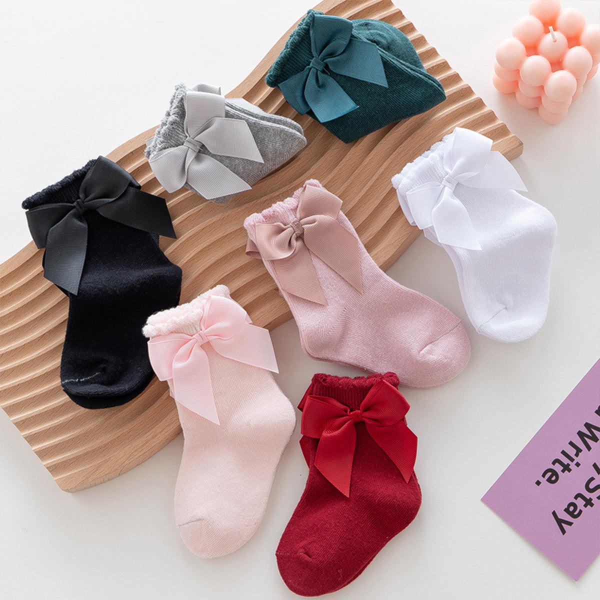 Toddler Girl Bowknot Decor Solid Color Socks