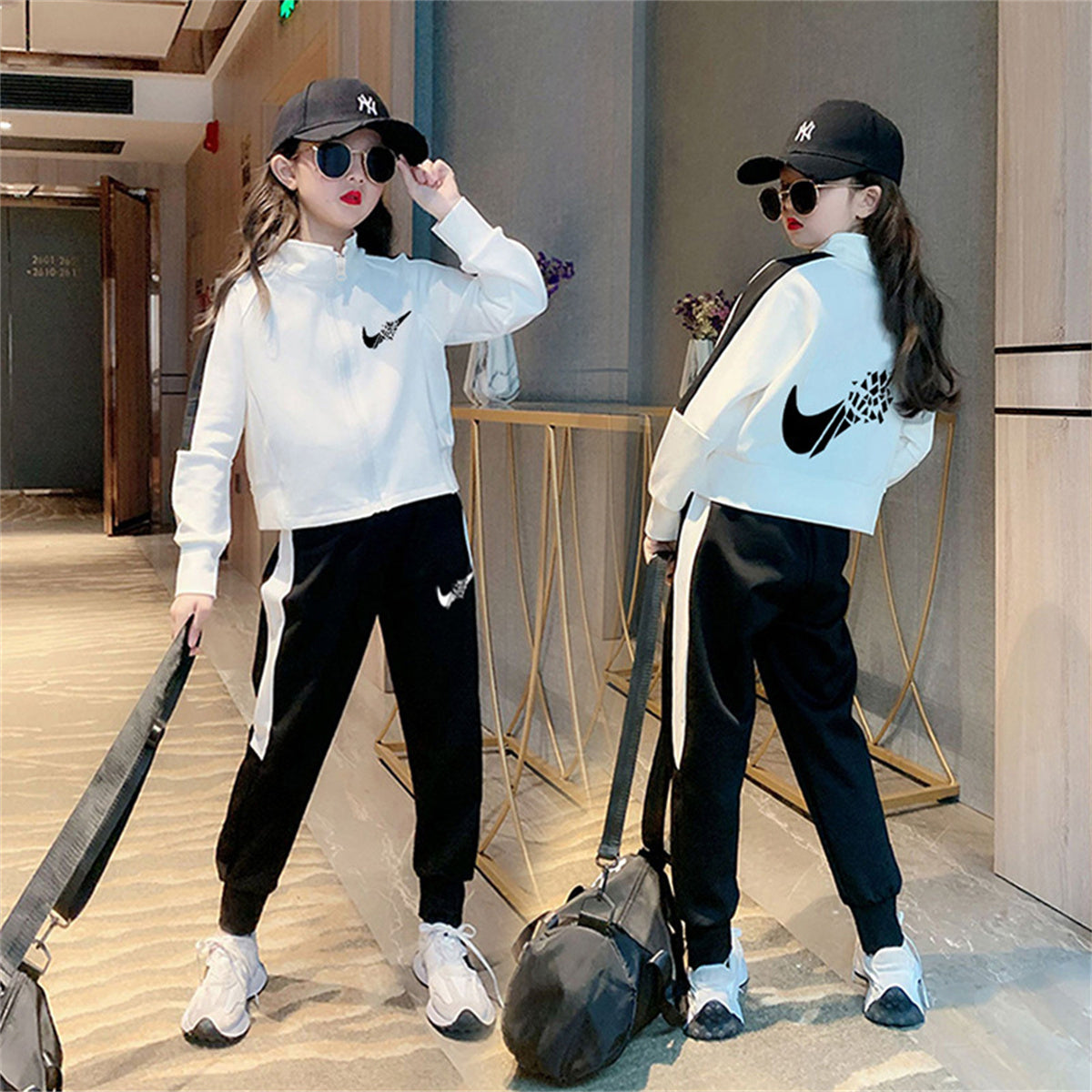 Fashion sports casual long-sleeved sweatshirt two-piece suit