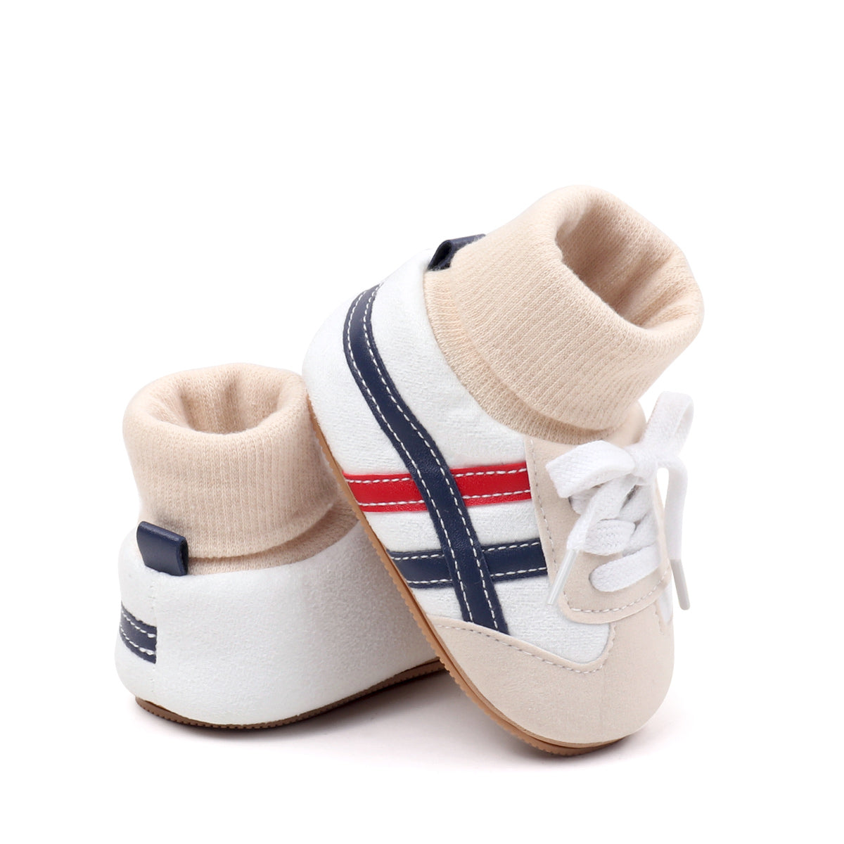 Spring and autumn shoes and socks integrated soft rubber sole lace-up non-slip toddler shoes