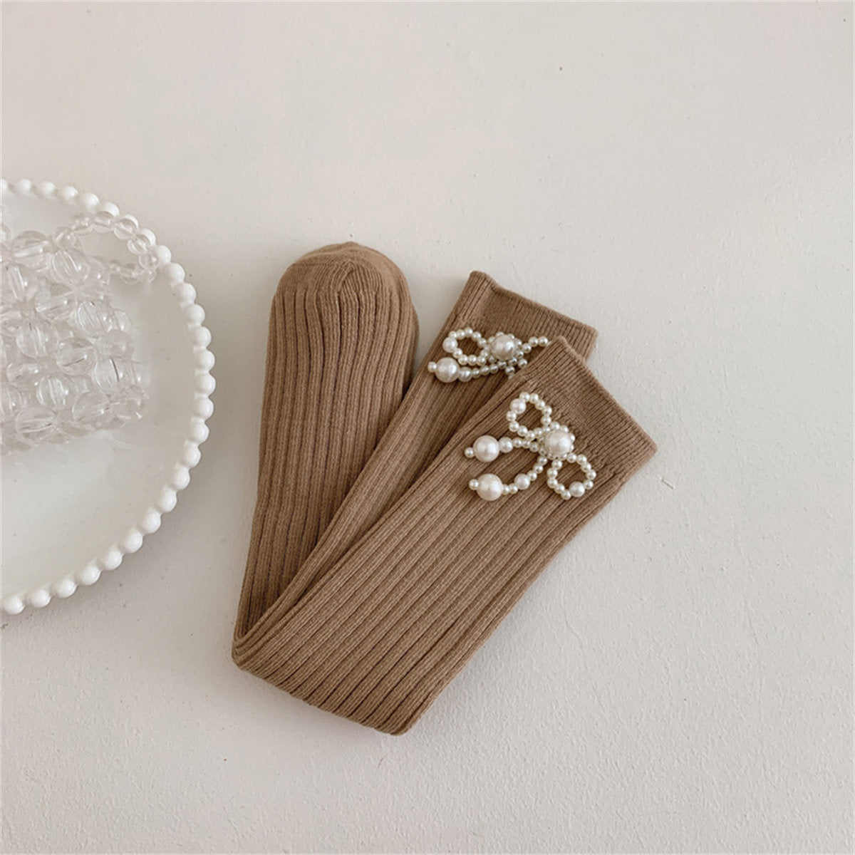 Children's Temperament Pearl Sweet Lady Style Boneless Middle Socks