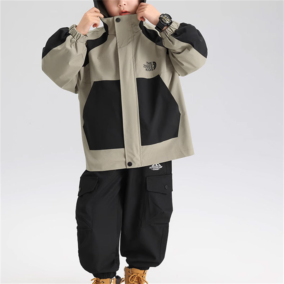 Autumn Boys Windbreaker Contrast Color Jacket Children's Hooded Coat