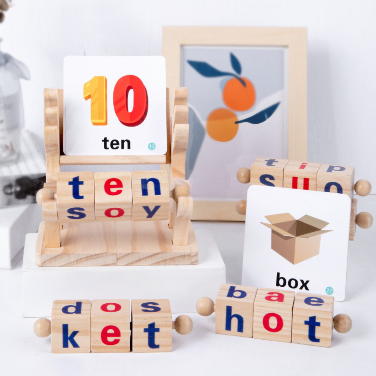 Deer vowel spelling word game for young children early childhood education puzzle letter recognition matching wooden toys