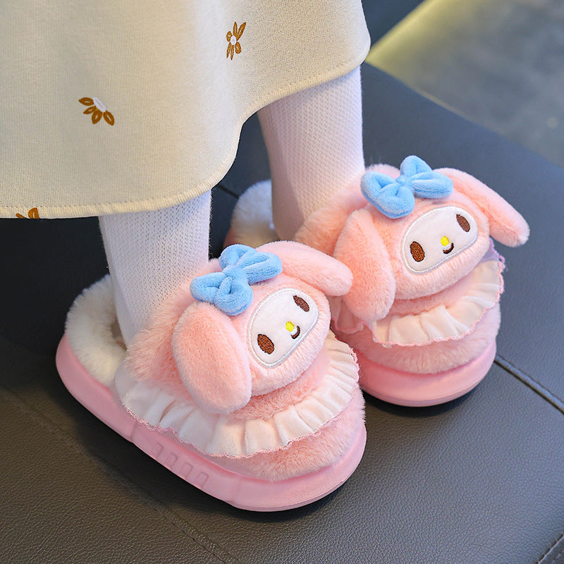 Sanrio cartoon warm home cute cotton slippers for middle and large children and girls