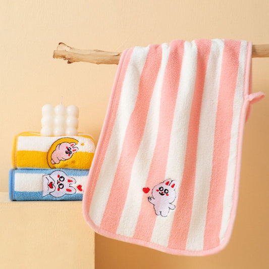 Coral Fleece Striped Children's Towel Super Soft Water-Absorbent Non-Lilting Baby Face Washing Towel