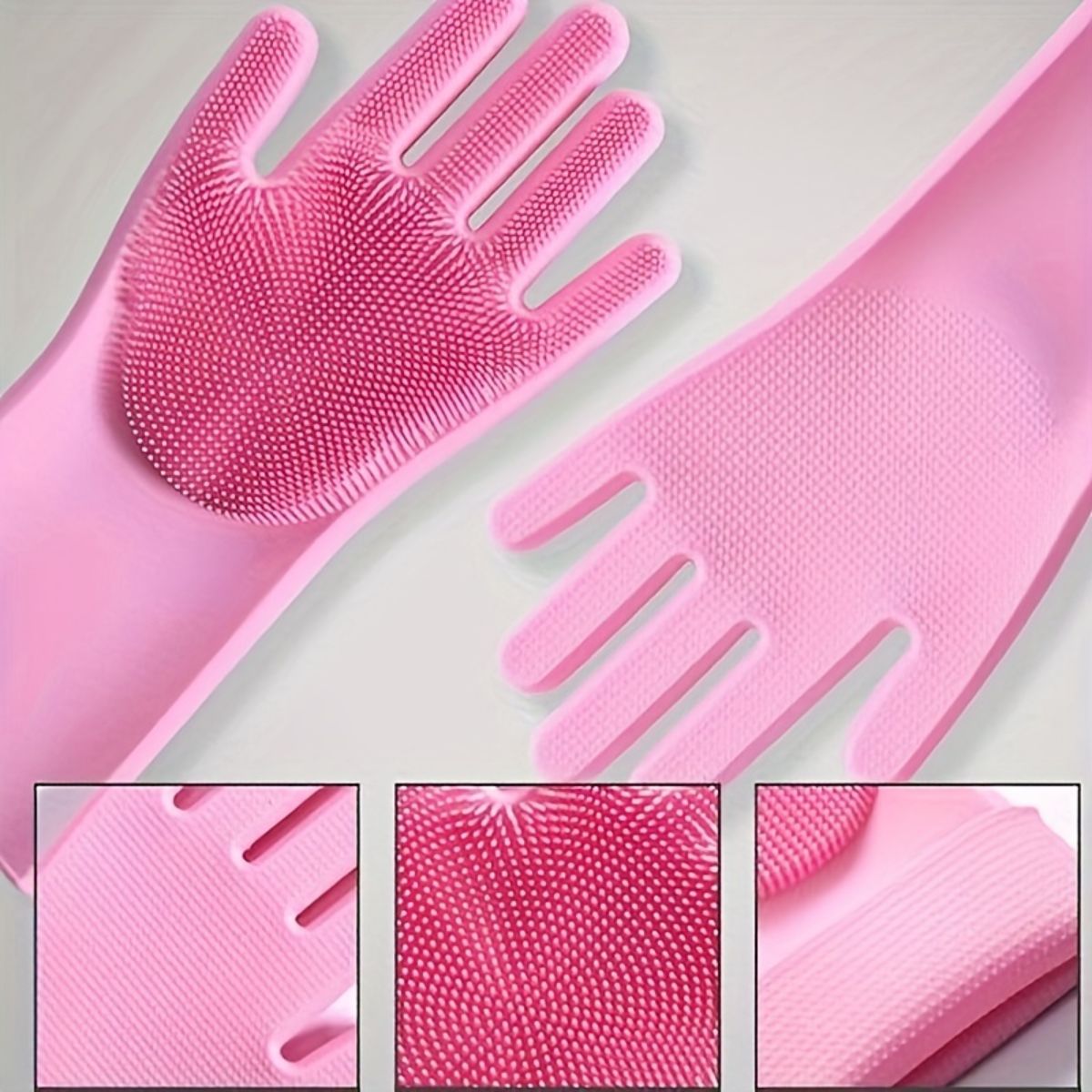 Rubber silicone dishwashing gloves household high temperature resistant anti-scalding waterproof kitchen dishwashing and vegetable washing pet bathing anti-scratch gloves