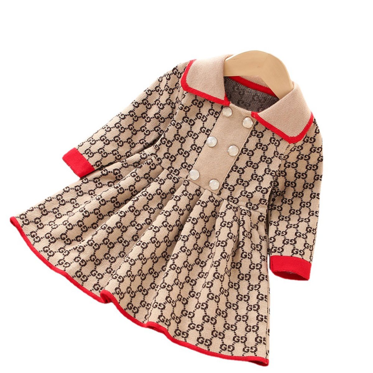 Girls sweater dress autumn and winter new long-sleeved knitted children's sweater princess dress