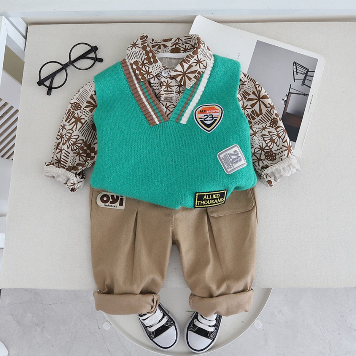 Boys autumn new vest vest suit spring and autumn baby clothes stylish three-piece children's clothing