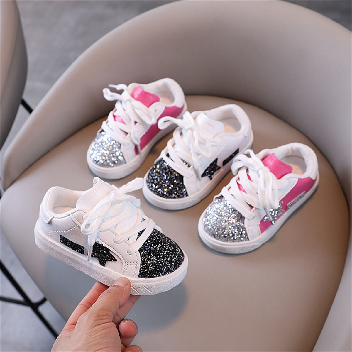 Toddler girls autumn sweet fashion style sequined star style low-top sneakers