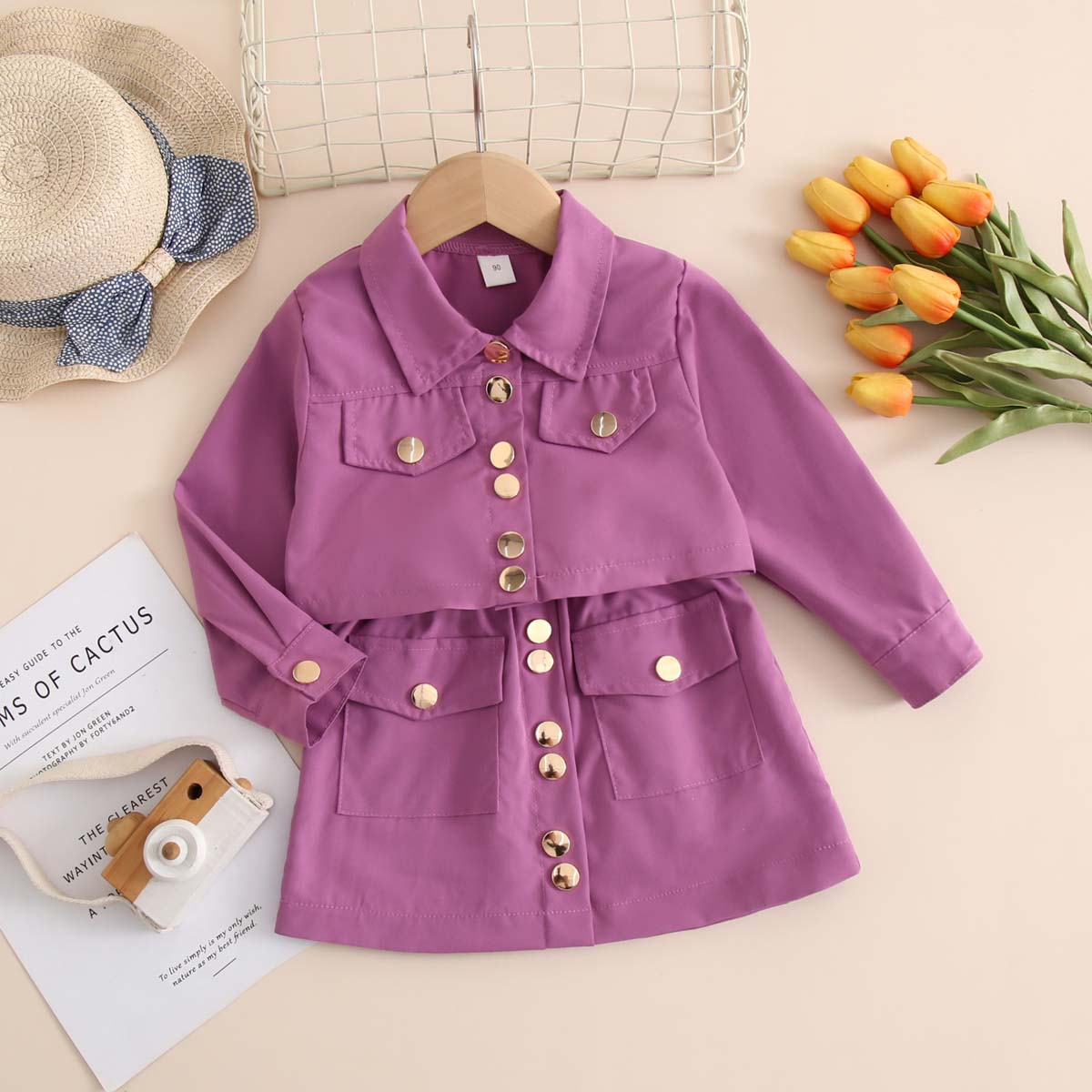 Girls autumn new long-sleeved tops and short skirts 2-piece suit