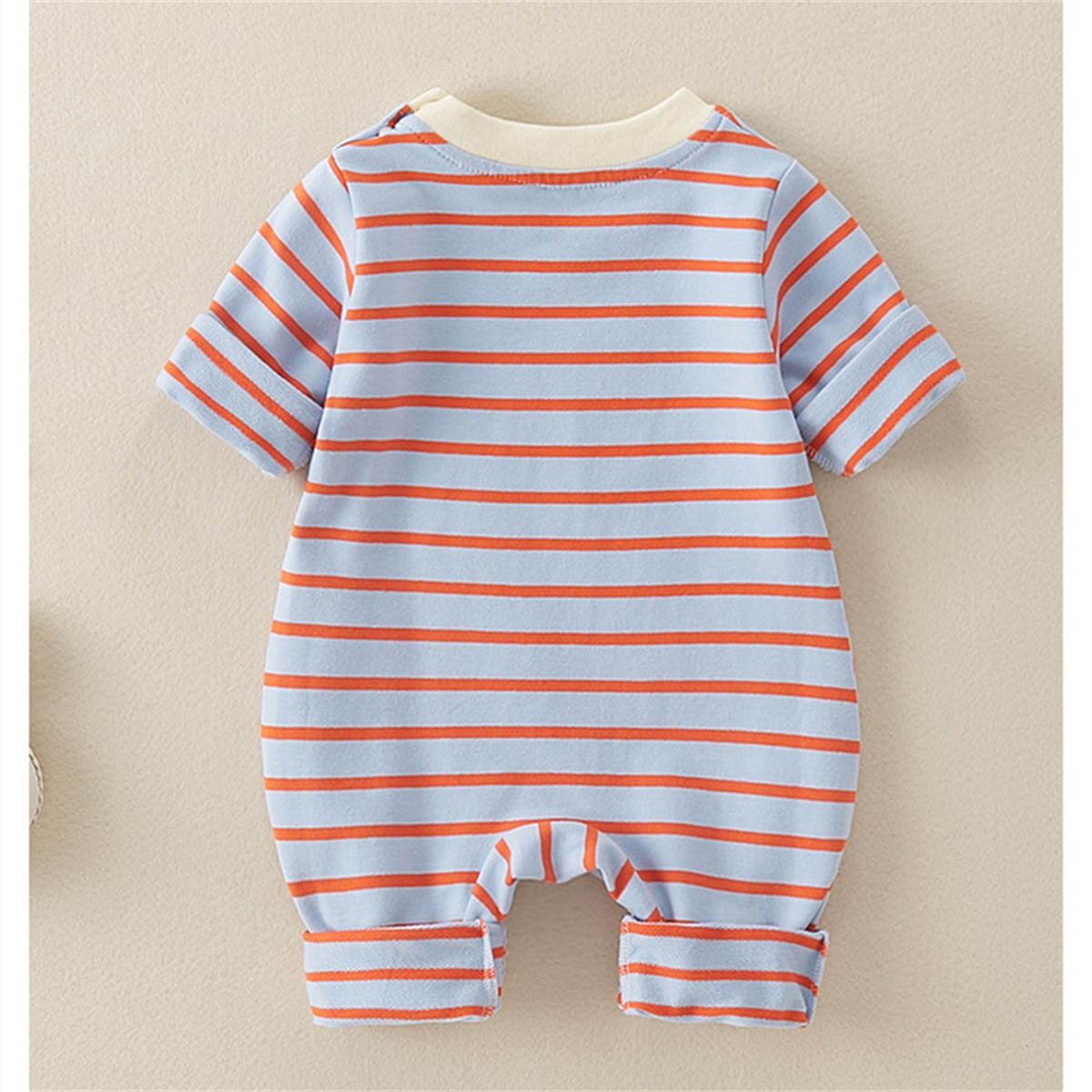 Autumn newborn pure cotton single layer comfortable cartoon striped romper