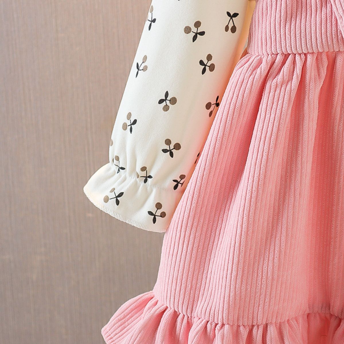 Girls Spring and Autumn Dress Fake Two-piece Set New Children's Corduroy Little Girl Princess Skirt