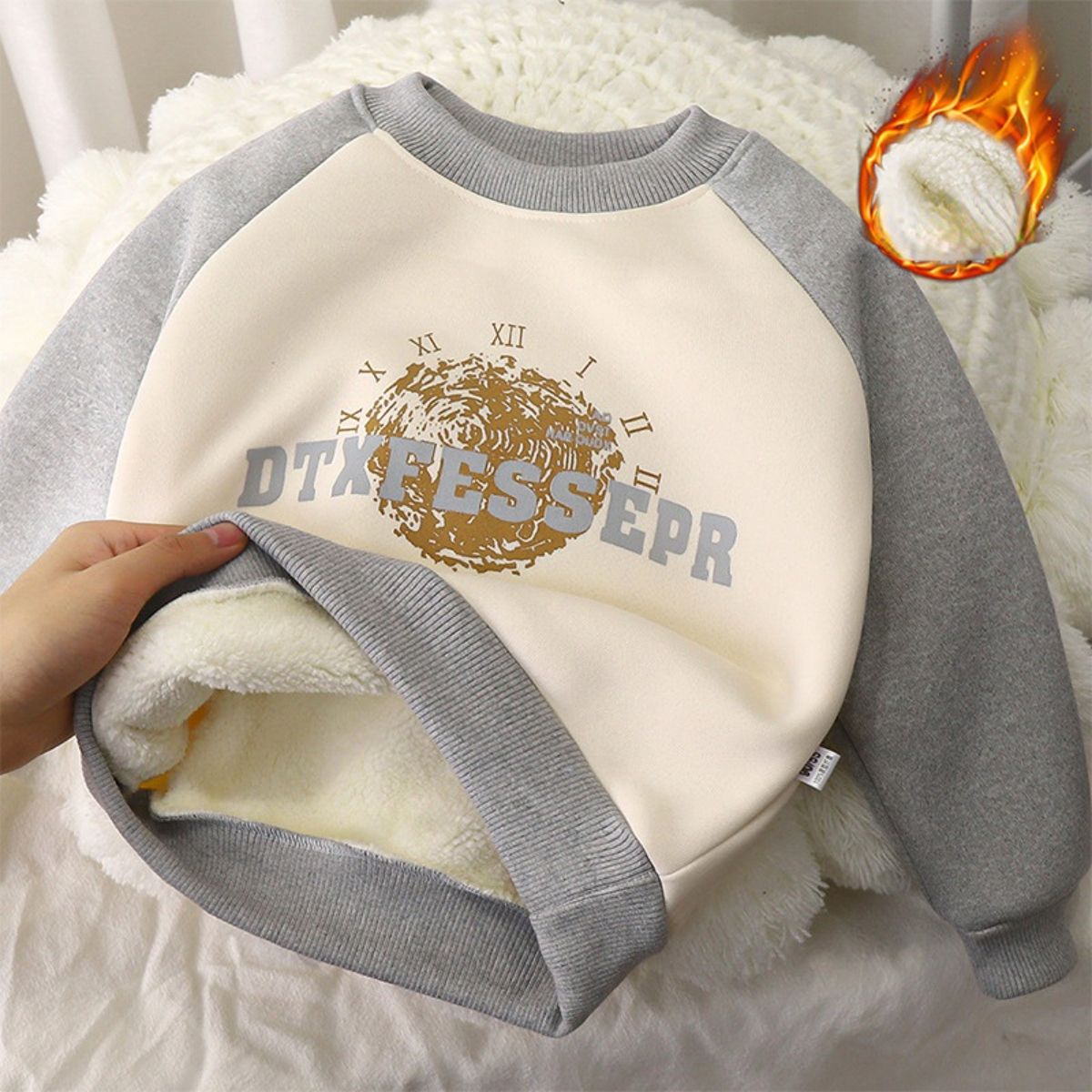 Children's sweatshirt autumn and winter new boys thick warm outer wear girls tops baby clothes children's clothing