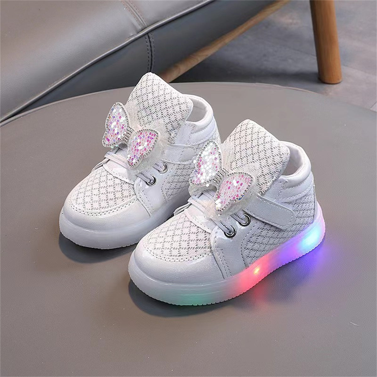 Toddler girls cute sequined bow low-top sneakers