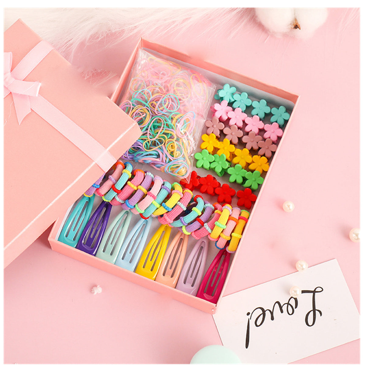 Children's simple colorful daily baby hair accessories set hair rope