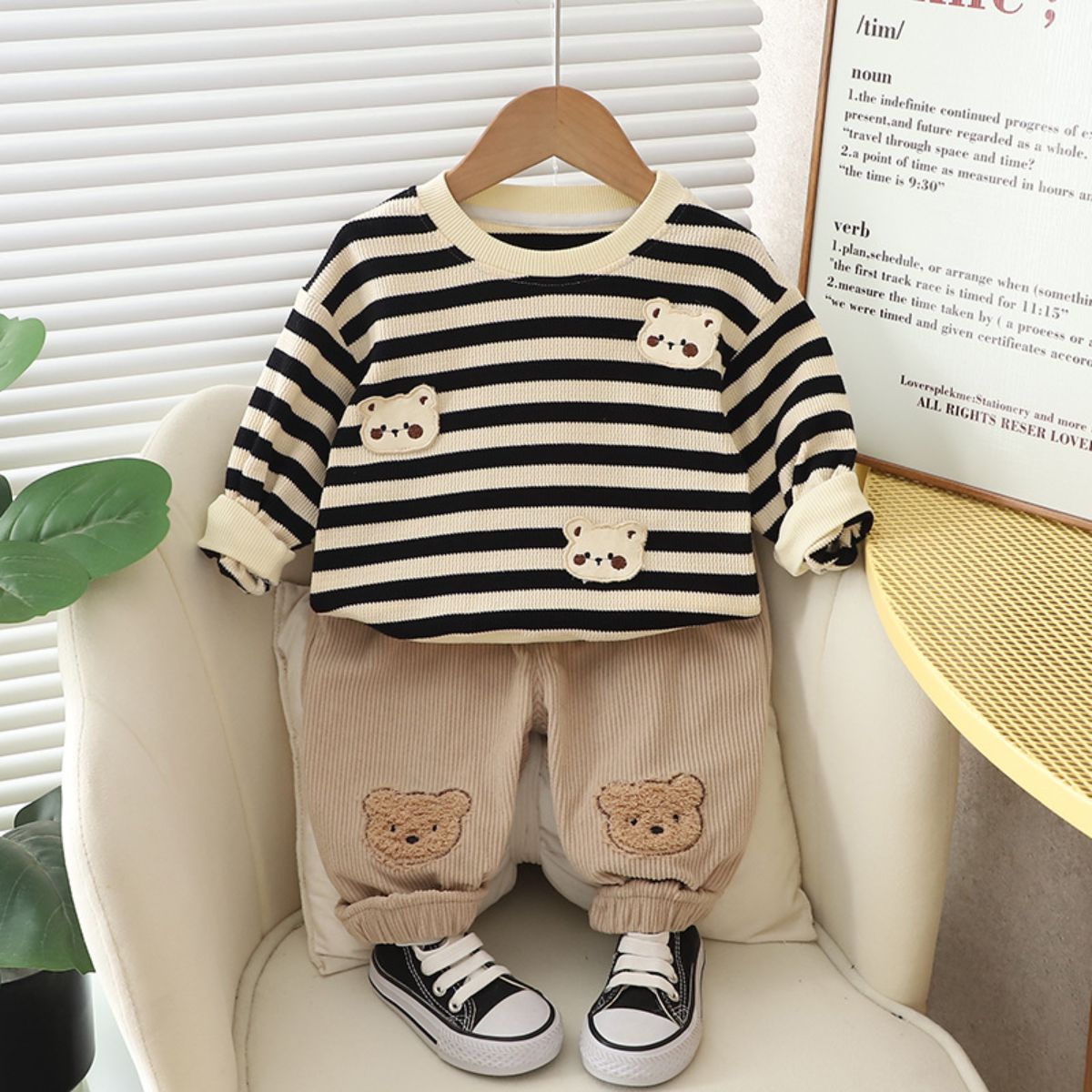 Boys spring and autumn suits new style infant children's clothing autumn style baby boy striped long-sleeved two-piece suit