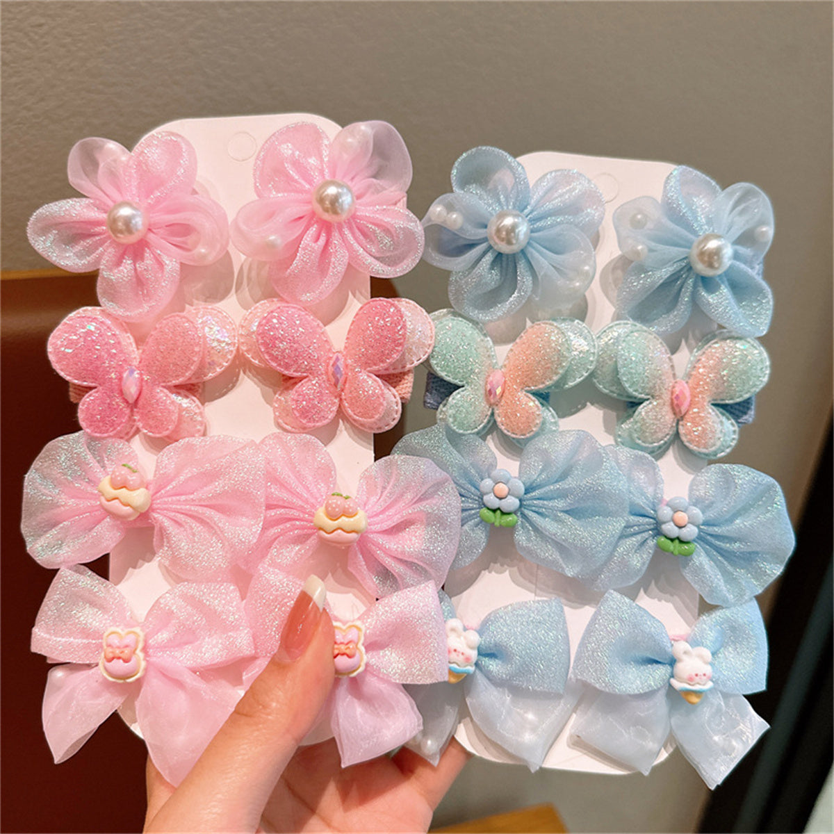 Children's bow hairpin princess super fairy yarn flower bangs clip does not hurt the hairpin