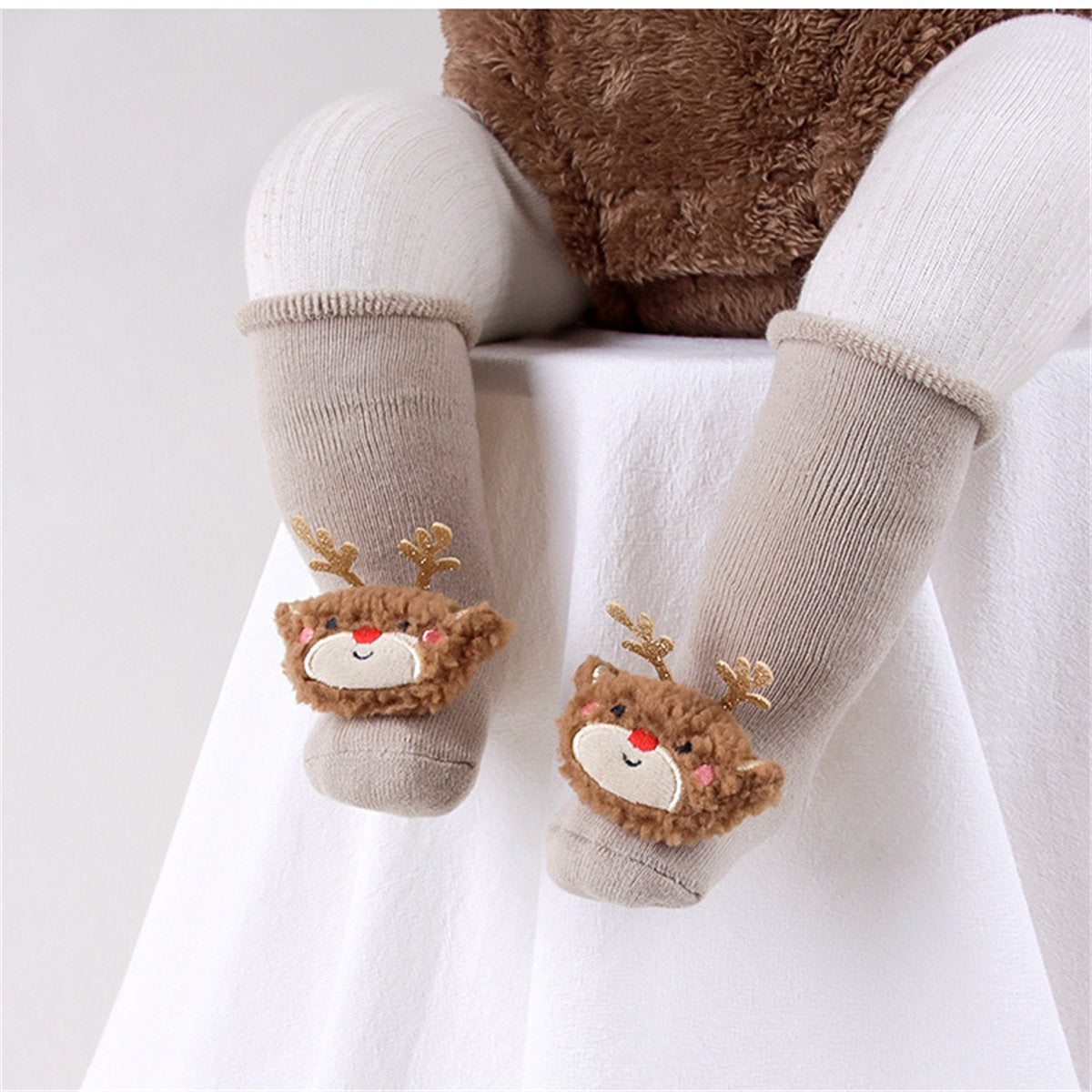 Baby autumn and winter style furry Christmas doll warm non-slip baby socks