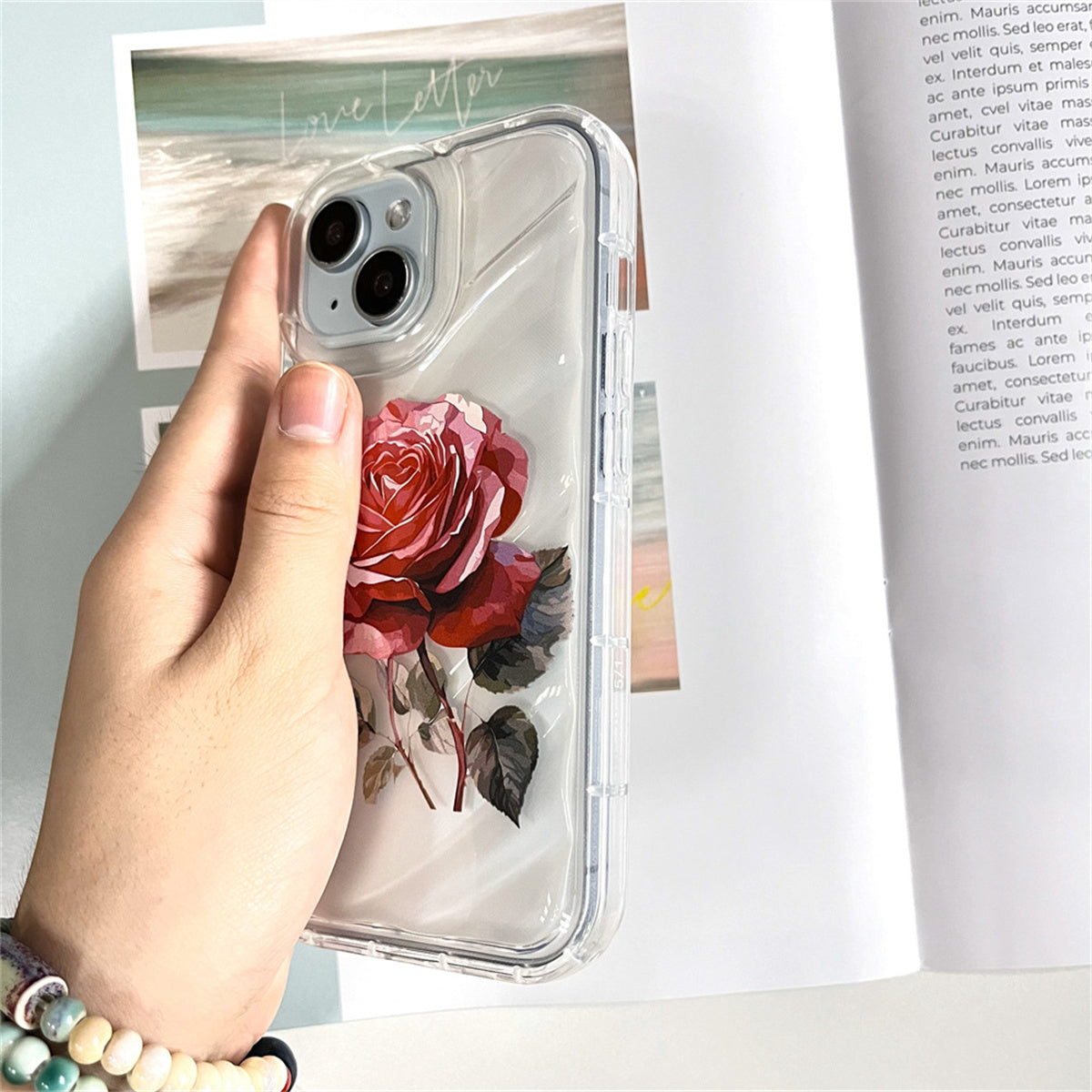 Apple transparent soft shell water ripple elegant ladies rose mobile phone case