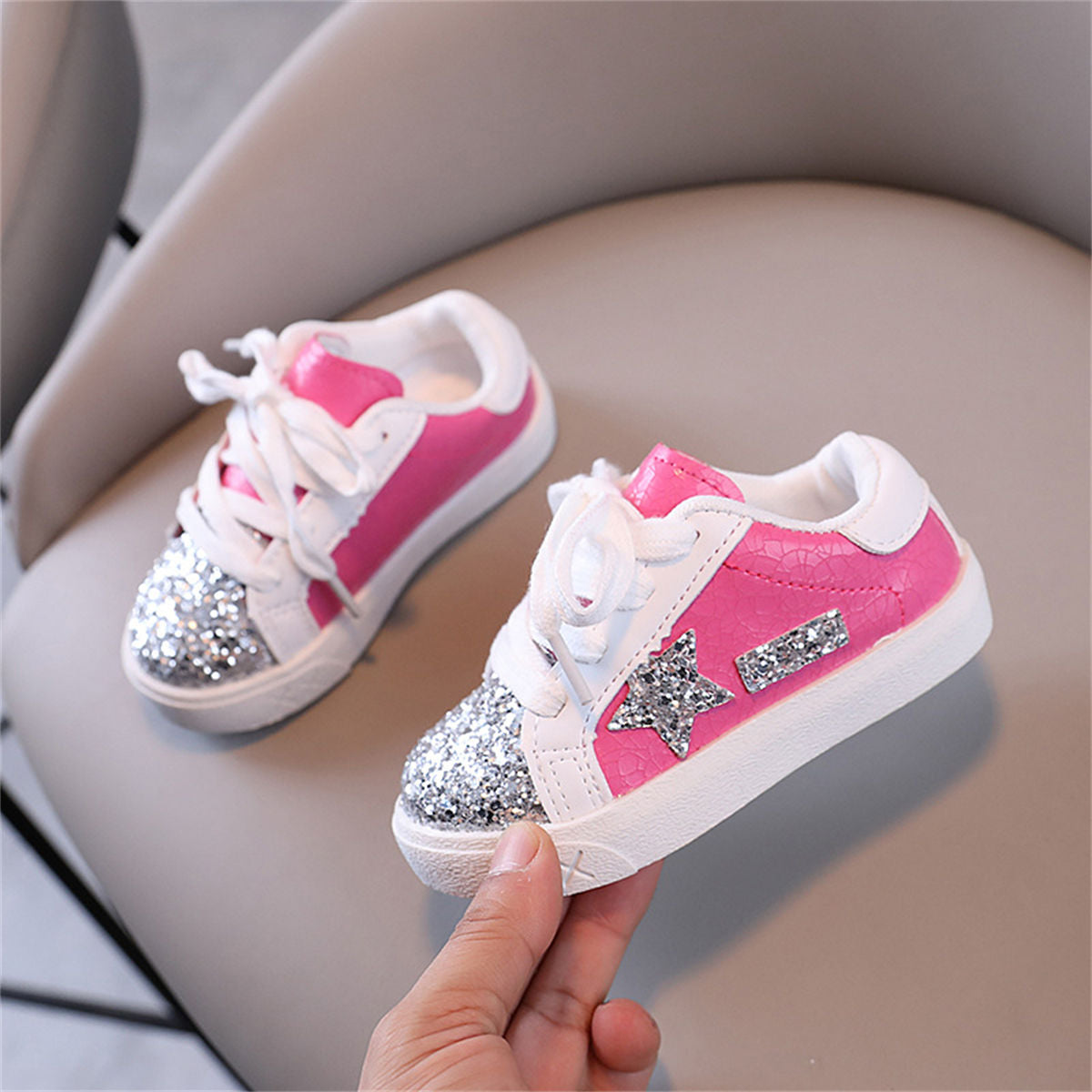 Toddler girls autumn sweet fashion style sequined star style low-top sneakers