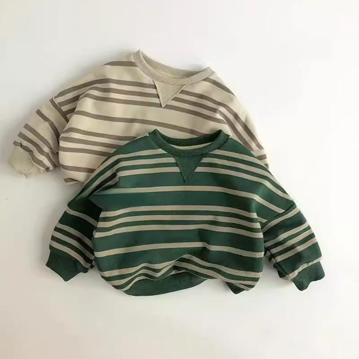 Children's spring and autumn tops new style children's baby casual striped bottom student version sweatshirt