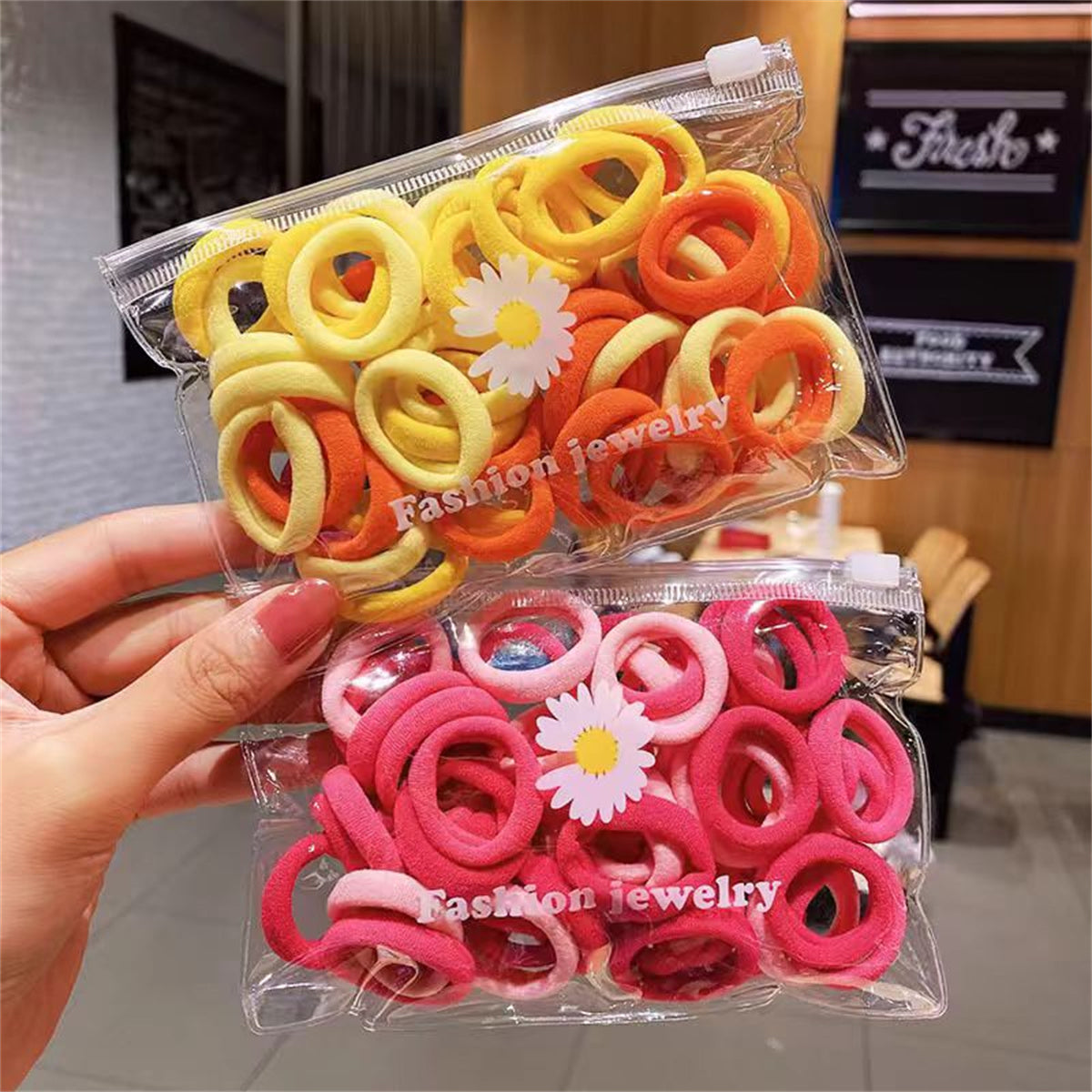 Children's girl's multi-piece simple basic style hair tie that does not damage the hair