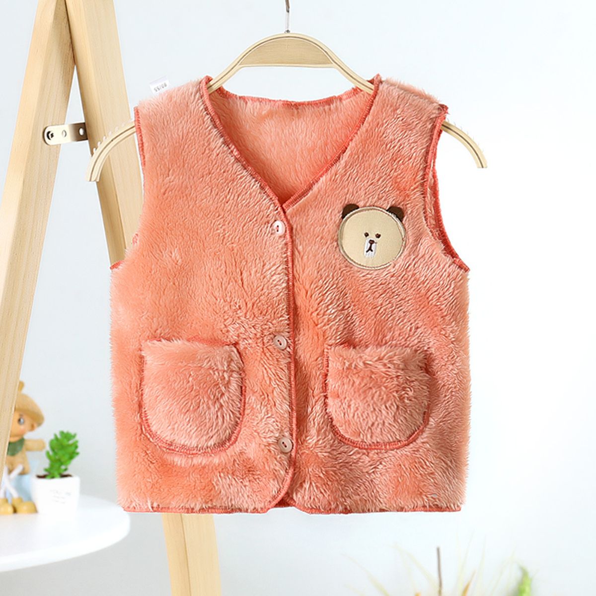 Boys and girls autumn and winter double-sided coral fleece vest