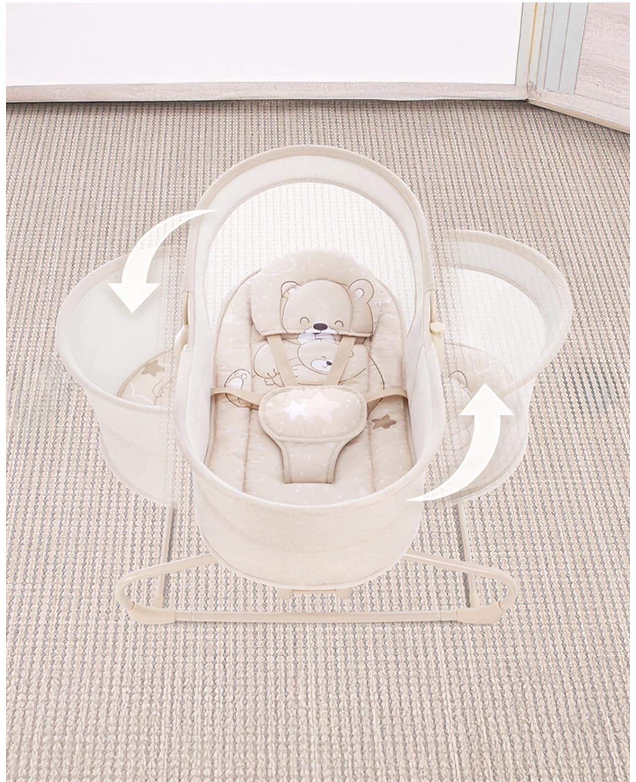 Deluxe 4-in-1 Baby Swing & Bassinet with Music – Beige