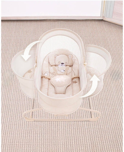 Deluxe 4-in-1 Baby Swing & Bassinet with Music – Beige