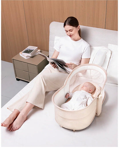 Deluxe 4-in-1 Baby Swing & Bassinet with Music – Beige