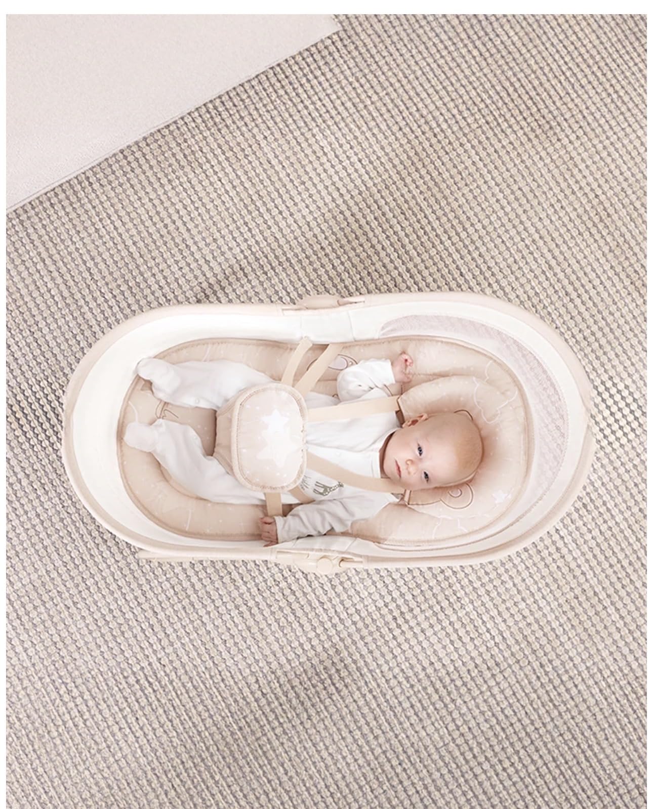 Deluxe 4-in-1 Baby Swing & Bassinet with Music – Beige