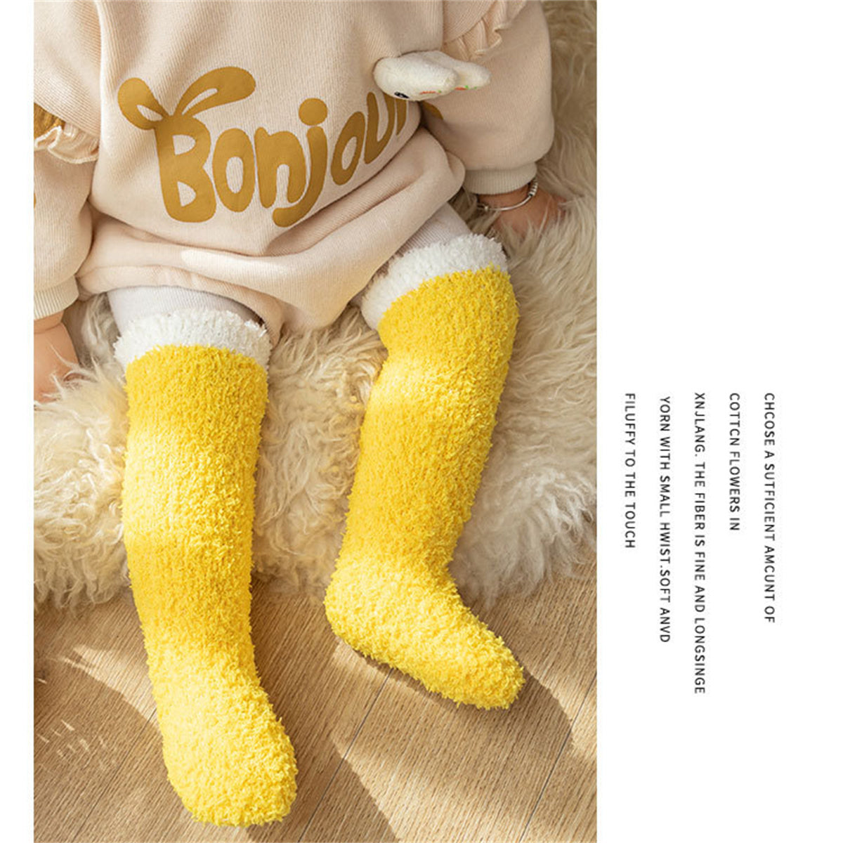 Infant and toddler coral fleece socks autumn and winter thickened velvet floor crawling socks long socks