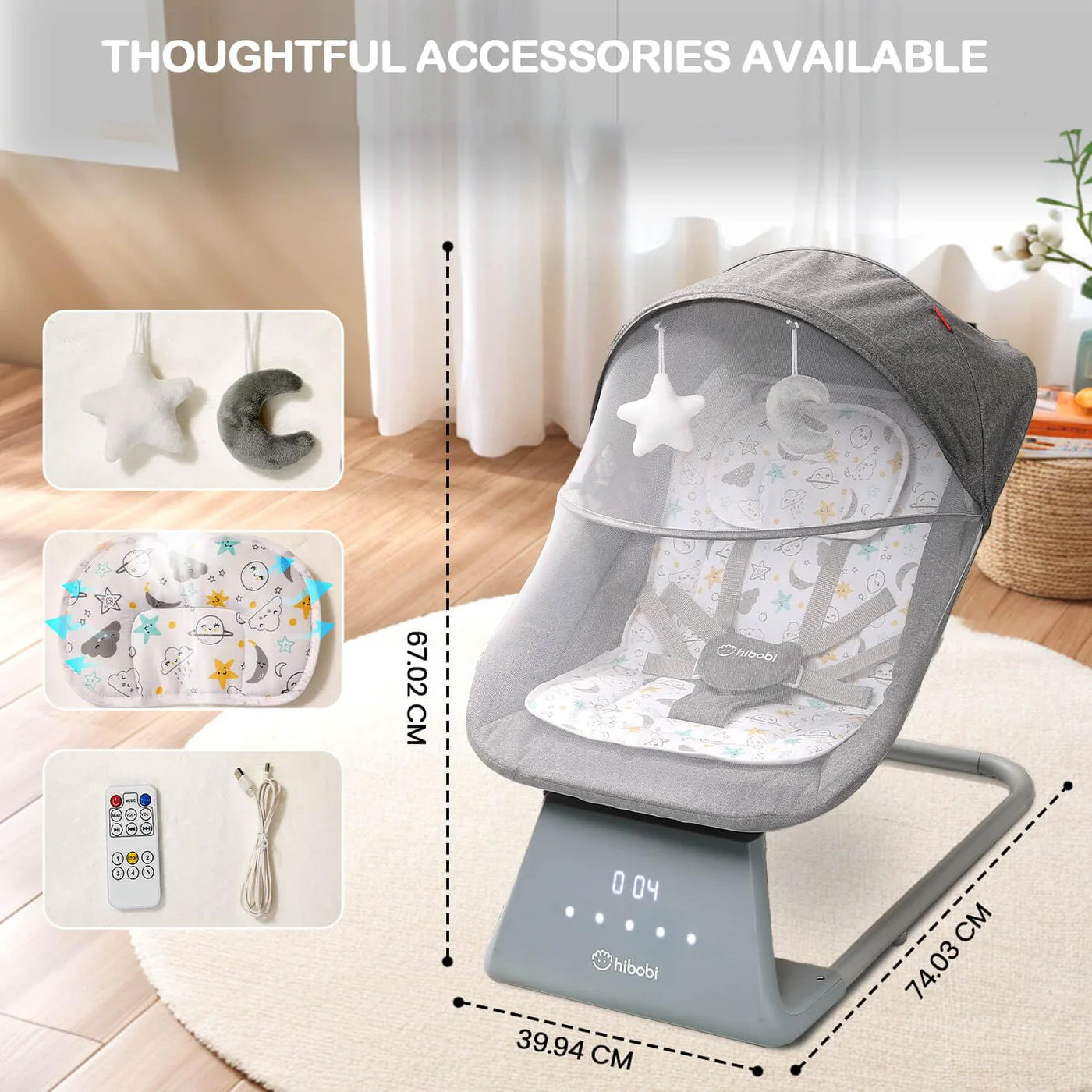 Electric Baby Rocker with Bluetooth and Remote