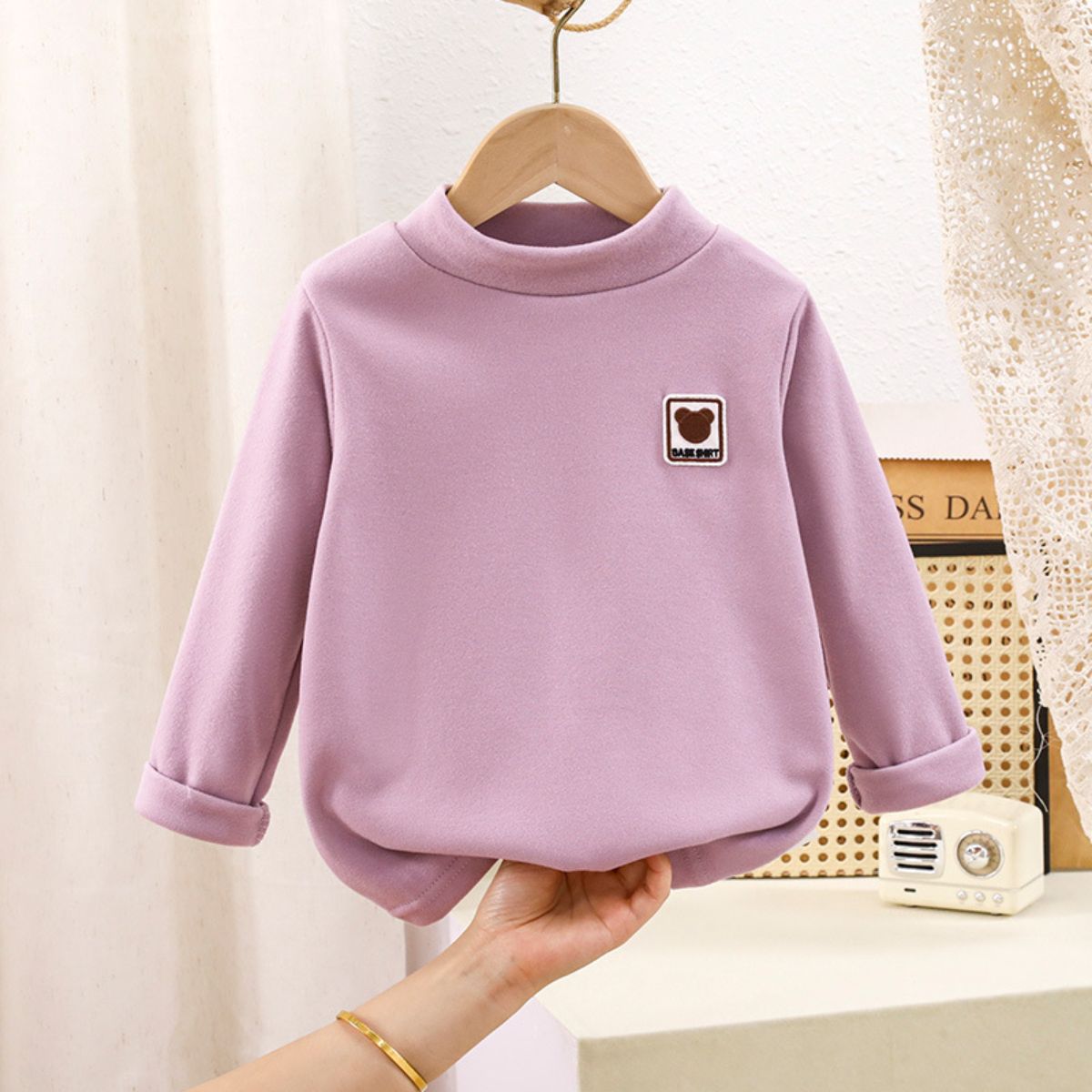 children's new autumn and winter fleece bottoming shirt