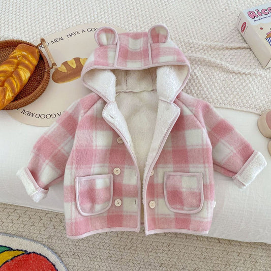 Girls plaid thick coat