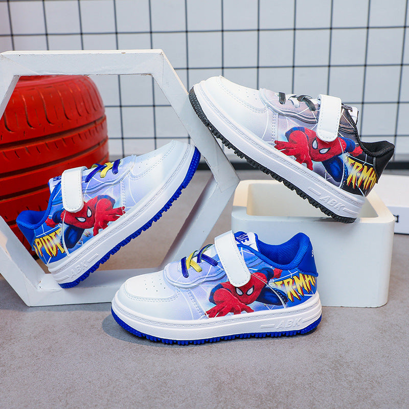 Middle and large boys' spring and autumn Spider-Man cartoon style non-slip breathable low-top sneakers