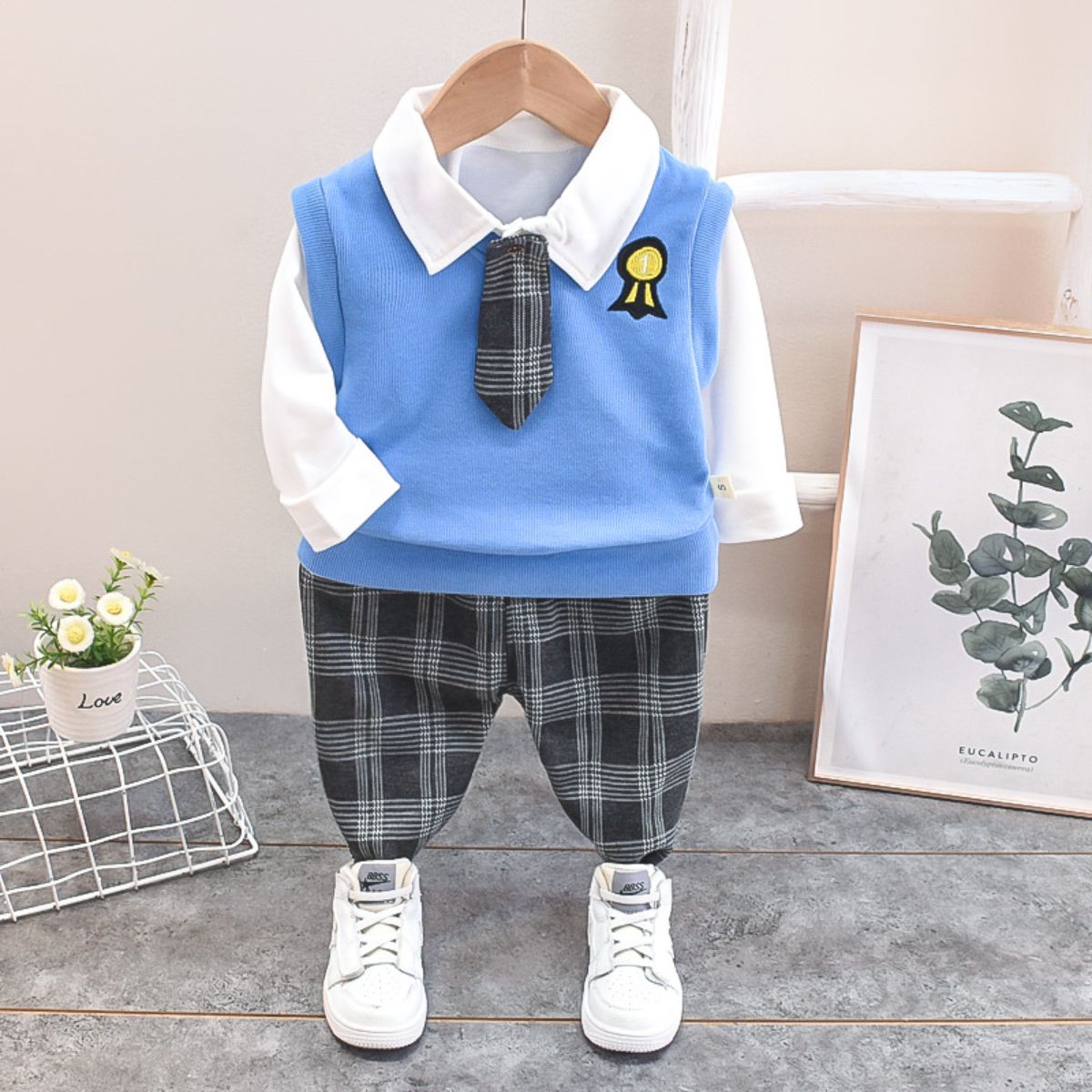 Baby boy autumn suit children's new style girls spring and autumn boys sports three-piece suit