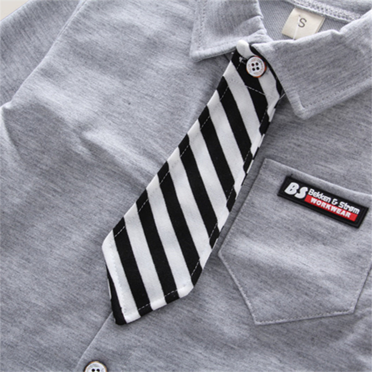 2-piece Toddler Boy Solid Color Letter Printed Lapel Shirt & Striped Straight Pants