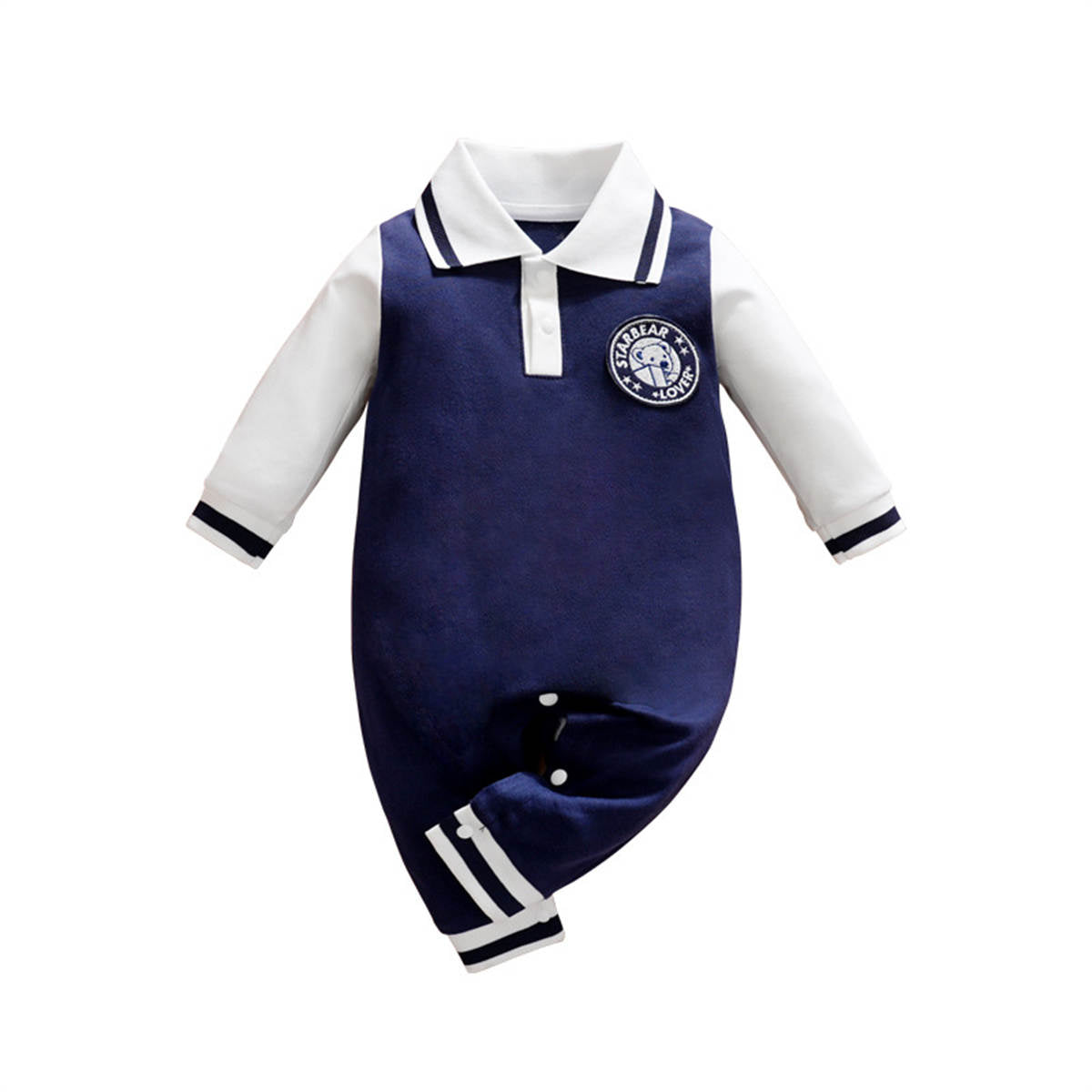 Boys' preppy style polo shirt autumn and winter pure cotton romper