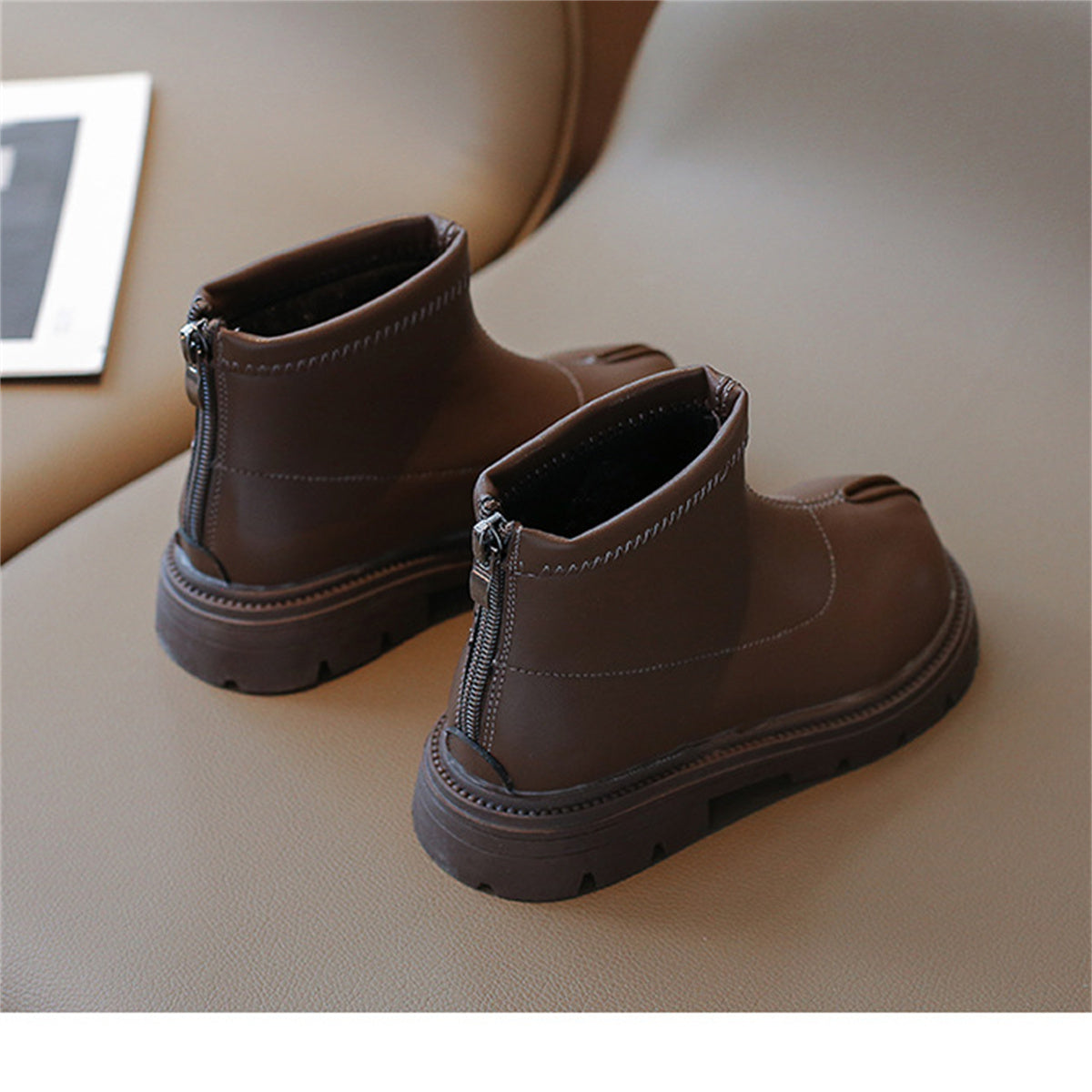 Children's girls' solid color simple style split toe versatile short boots